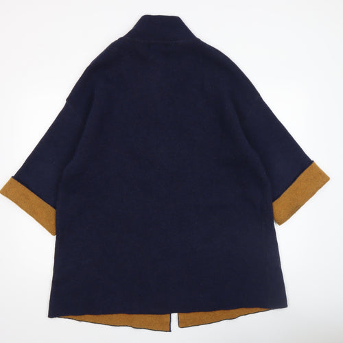 Chiaramente Womens Blue Wool Cape Jumper L Relaxed Fit