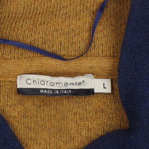 Chiaramente Womens Blue Wool Cape Jumper L Relaxed Fit