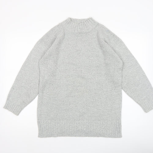 Mixed Spice Womens Grey Mock Neck Knit Pullover Jumper Size S