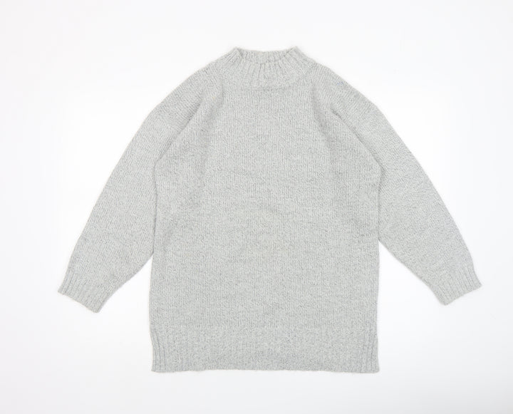 Mixed Spice Womens Grey Mock Neck Knit Pullover Jumper Size S