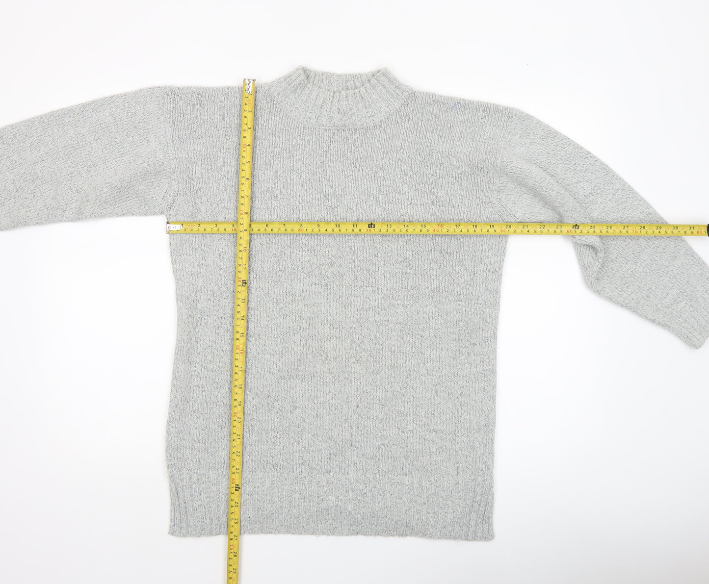 Mixed Spice Womens Grey Mock Neck Knit Pullover Jumper Size S