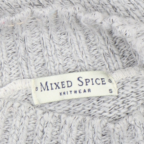 Mixed Spice Womens Grey Mock Neck Knit Pullover Jumper Size S