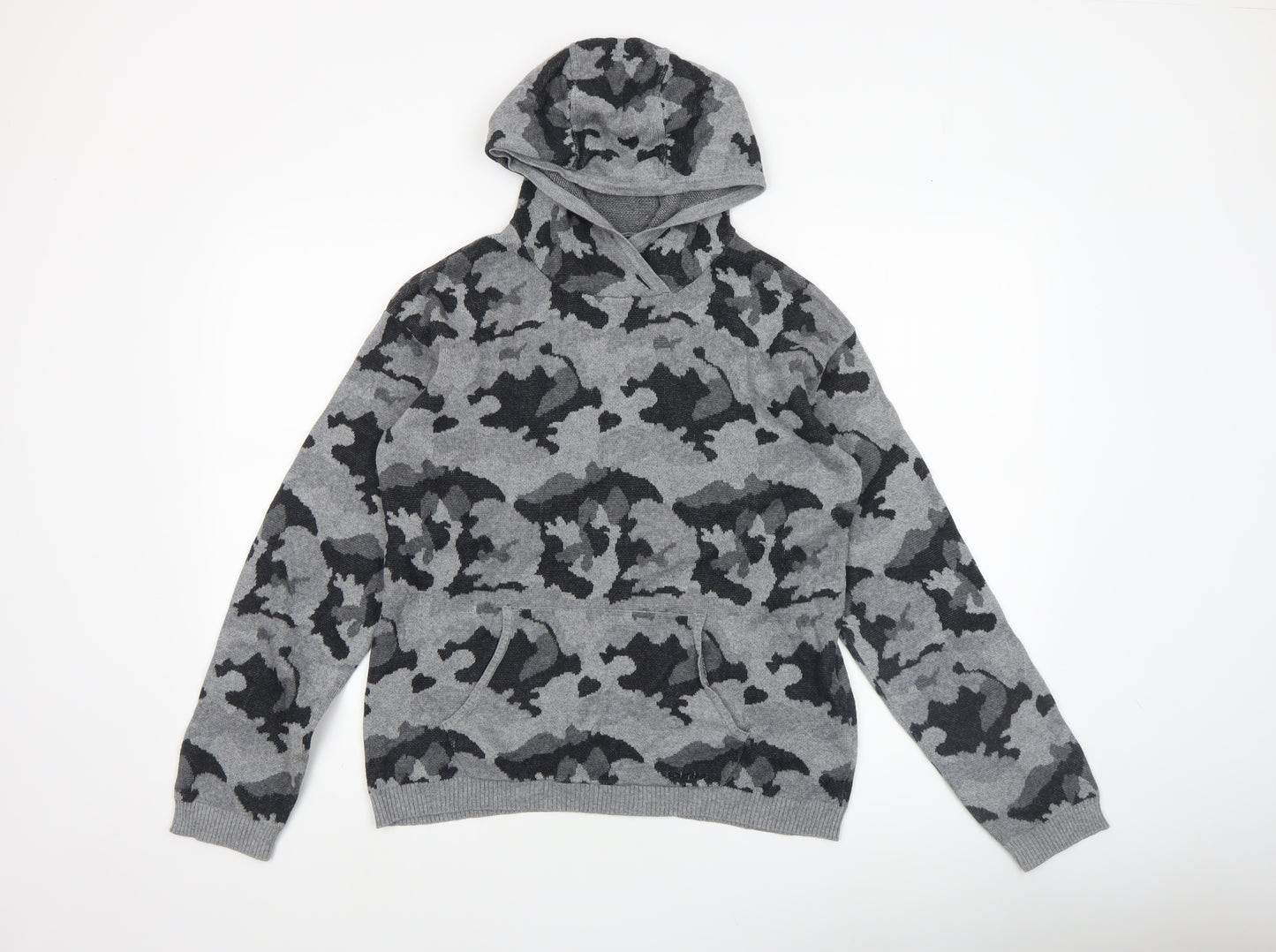 Firetrap Boys Grey Camouflage Hooded Cotton Pullover Jumper 13 Years