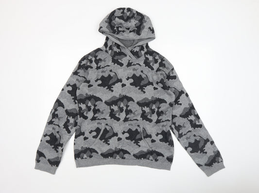 Firetrap Boys Grey Camouflage Hooded Cotton Pullover Jumper 13 Years