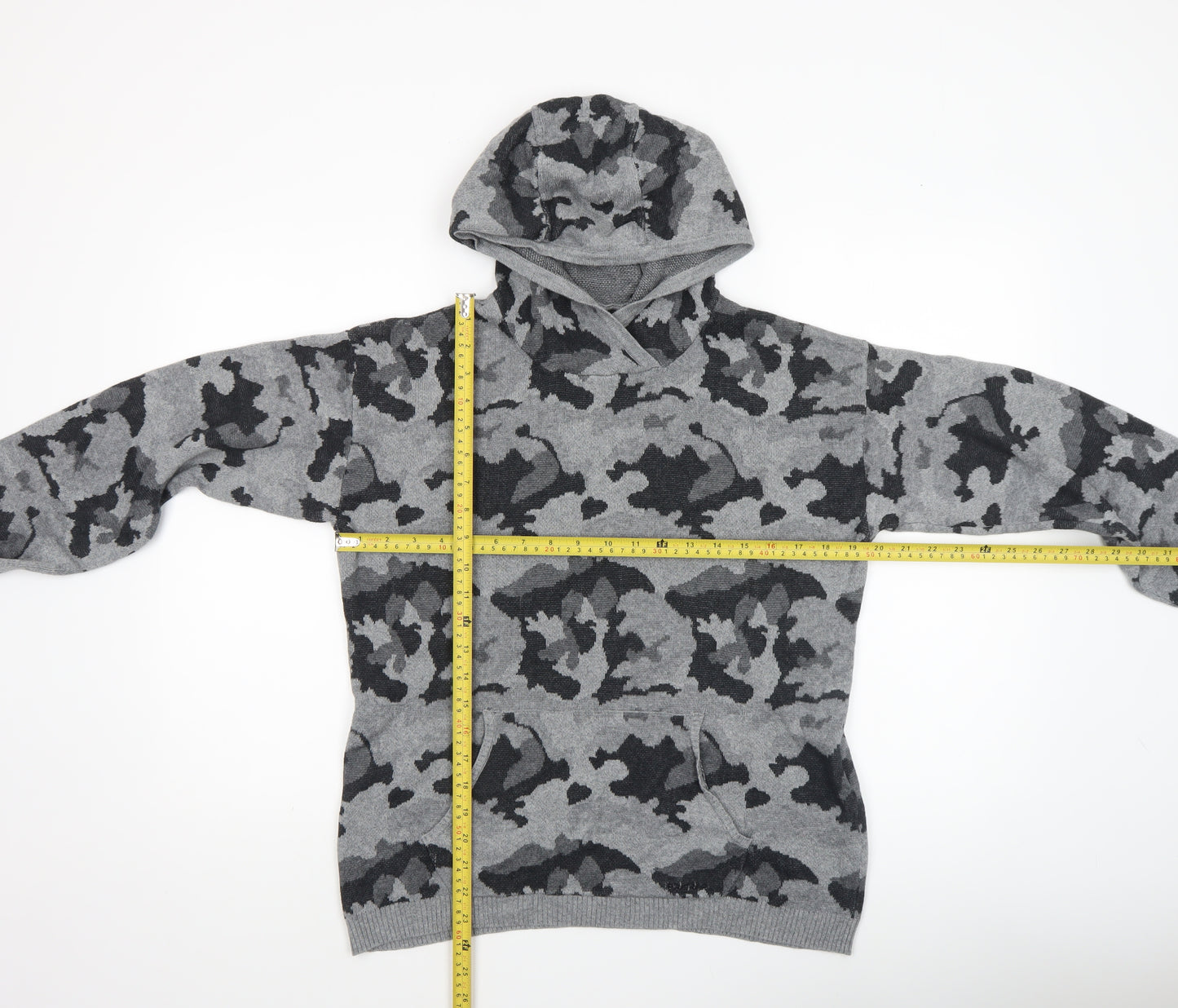 Firetrap Boys Grey Camouflage Hooded Cotton Pullover Jumper 13 Years