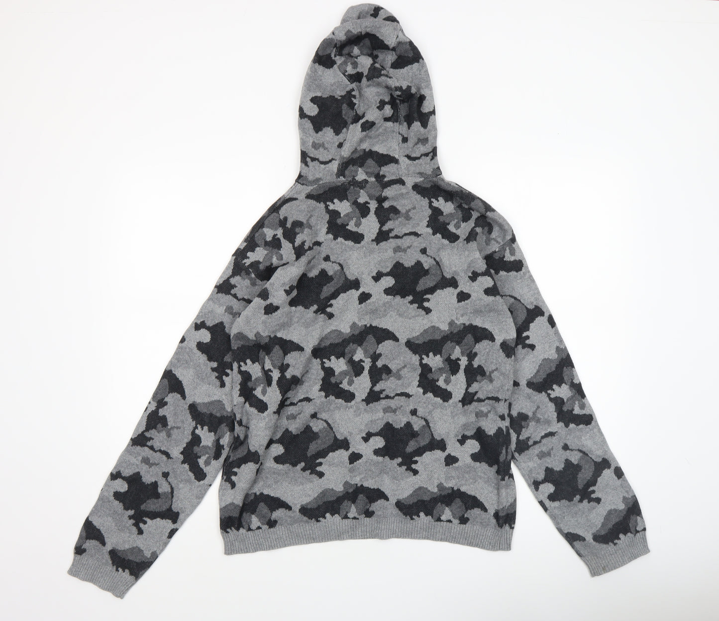 Firetrap Boys Grey Camouflage Hooded Cotton Pullover Jumper 13 Years