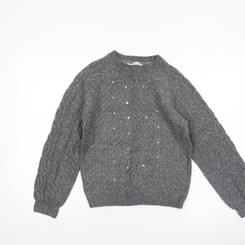 John Lewis Girls Grey Cable Knit Pullover Jumper Age 12 Years