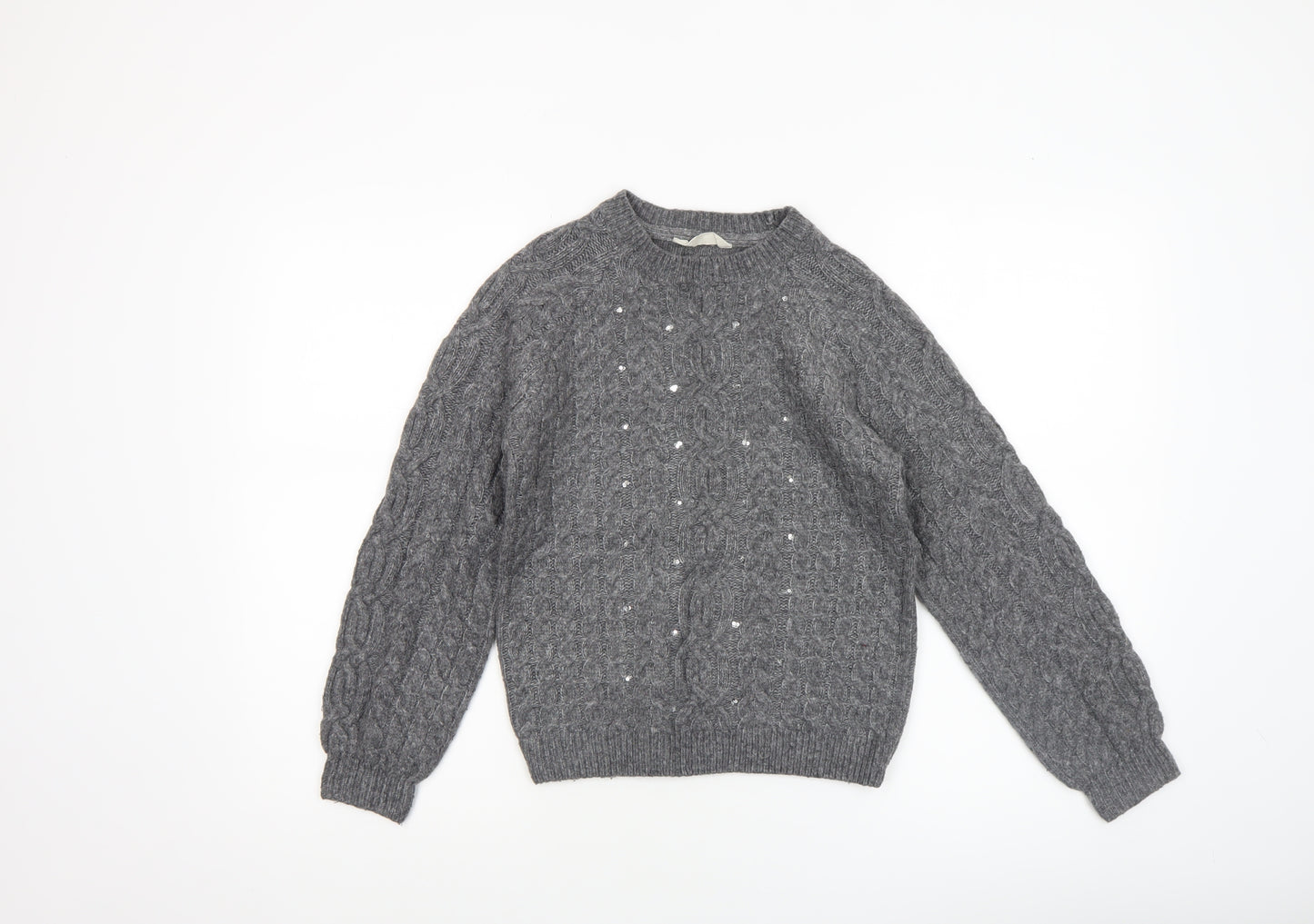 John Lewis Girls Grey Cable Knit Pullover Jumper Age 12 Years