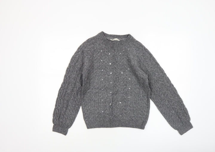 John Lewis Girls Grey Cable Knit Pullover Jumper Age 12 Years