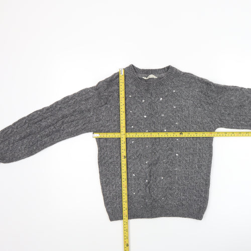 John Lewis Girls Grey Cable Knit Pullover Jumper Age 12 Years