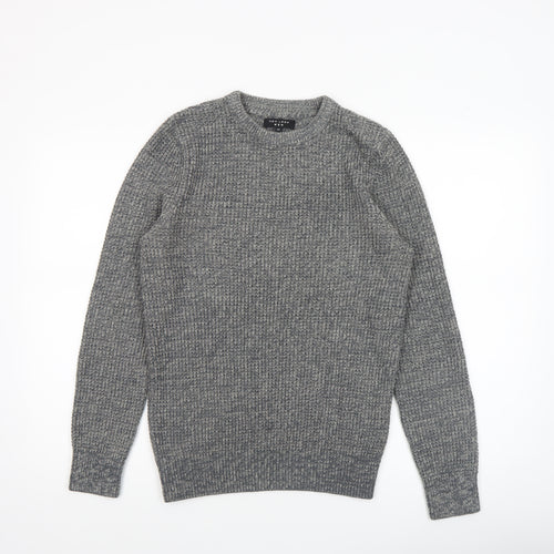 New Look Men Grey Chunky Knit Crew Neck Jumper XS