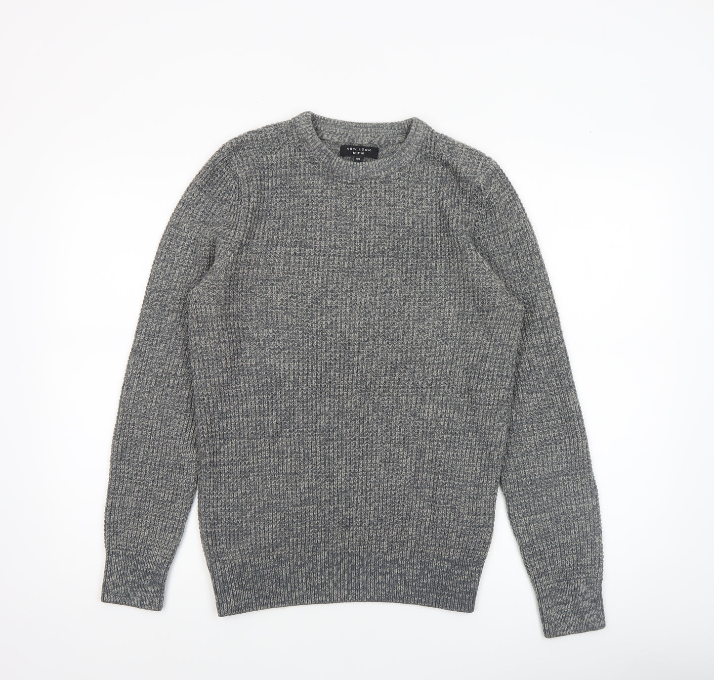 New Look Men Grey Chunky Knit Crew Neck Jumper XS