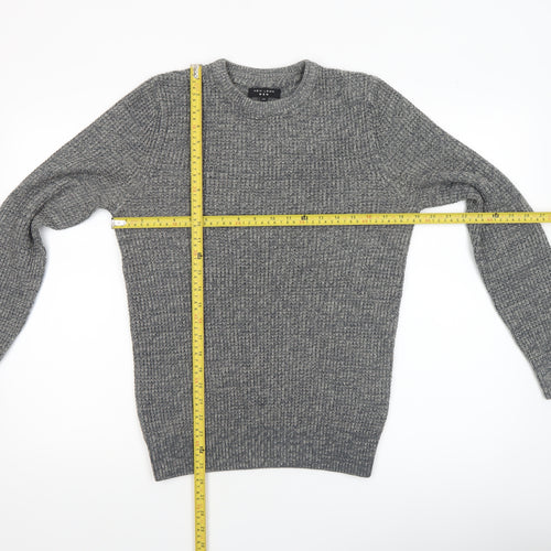 New Look Men Grey Chunky Knit Crew Neck Jumper XS