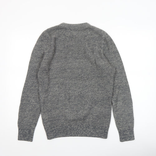 New Look Men Grey Chunky Knit Crew Neck Jumper XS