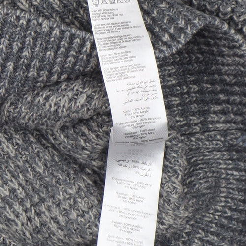 New Look Men Grey Chunky Knit Crew Neck Jumper XS