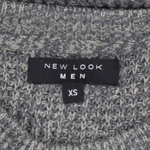 New Look Men Grey Chunky Knit Crew Neck Jumper XS