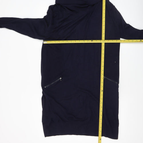 John Rocha Women's Blue Cowl Neck Long Sleeve Tunic Jumper Size 16