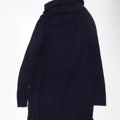 John Rocha Women's Blue Cowl Neck Long Sleeve Tunic Jumper Size 16