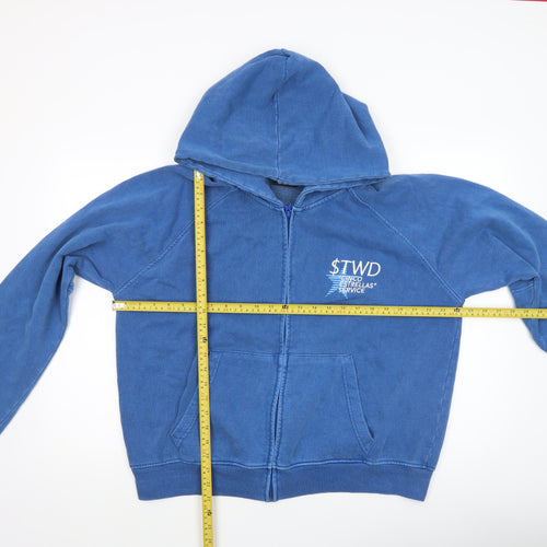 STWD Blue Men’s Full Zip Hoodie S Graphic Print Cotton Blend