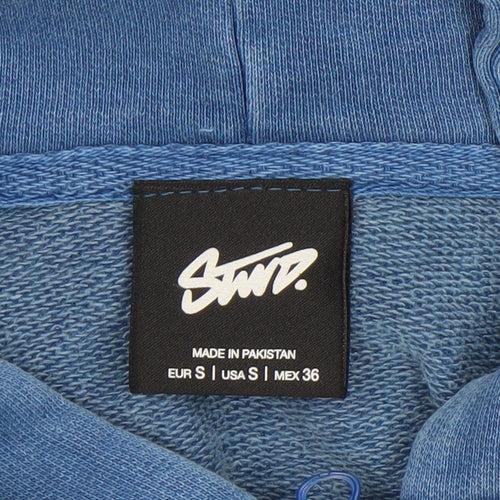 STWD Blue Men’s Full Zip Hoodie S Graphic Print Cotton Blend