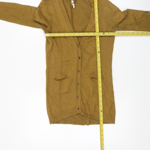 White Stuff Women's Brown V-Neck Buttoned Long Sleeve Cardigan Size 8