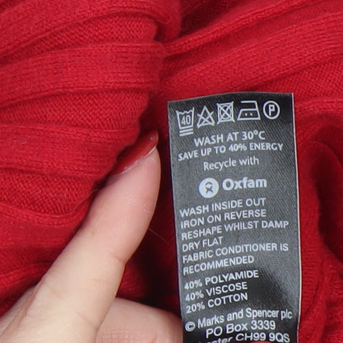 Marks and Spencer Women’s Red Ribbed Knit Cardigan Size 12
