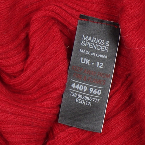Marks and Spencer Women’s Red Ribbed Knit Cardigan Size 12