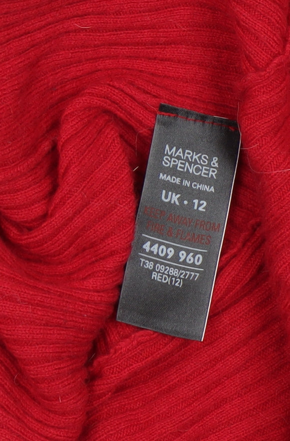 Marks and Spencer Women’s Red Ribbed Knit Cardigan Size 12