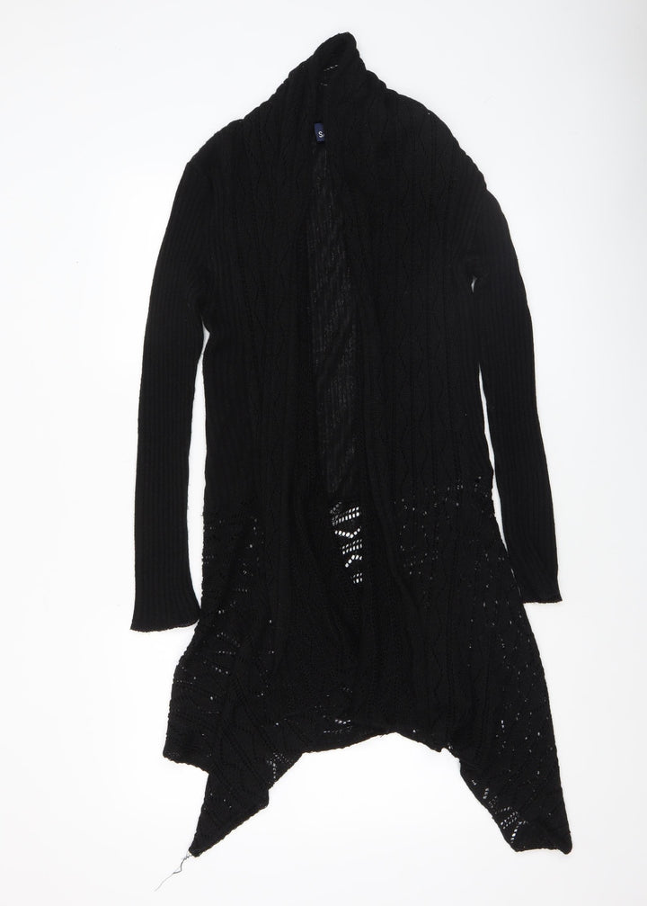 Saloos Women Black Open Knit Cardigan Small Acrylic Nylon