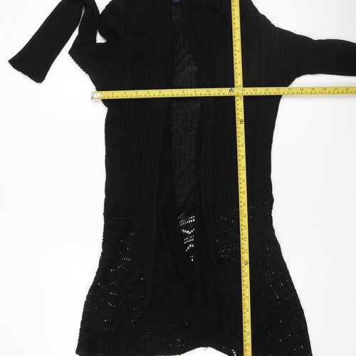 Saloos Women Black Open Knit Cardigan Small Acrylic Nylon