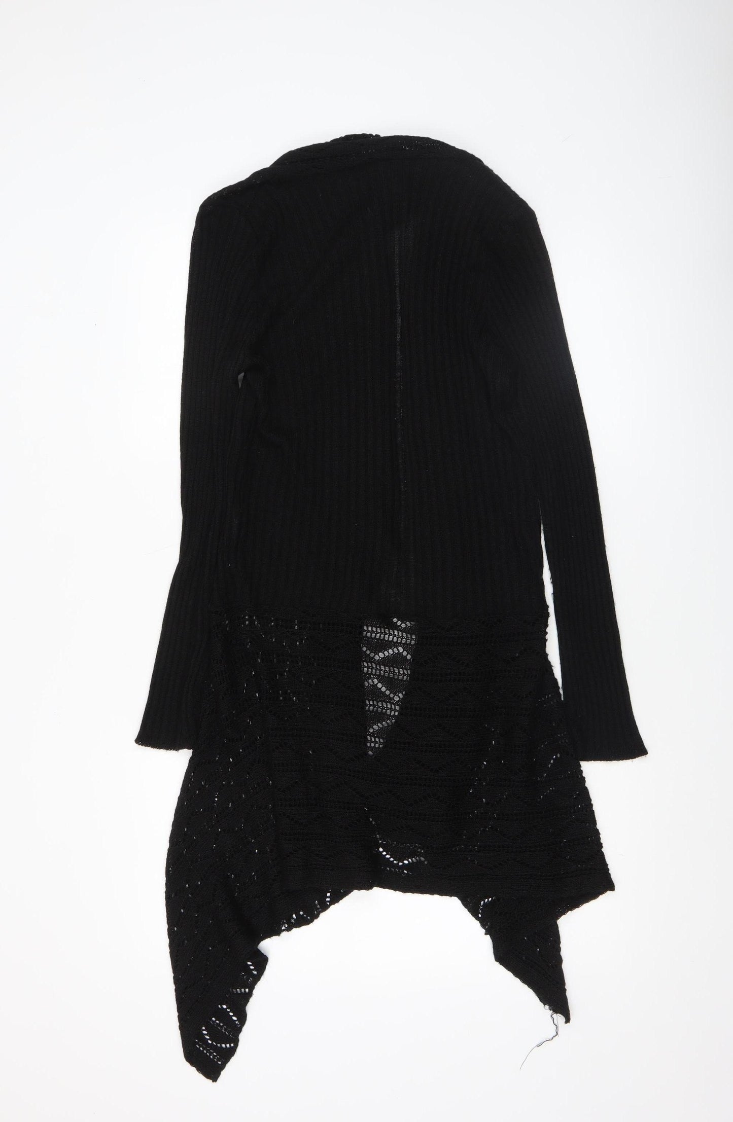 Saloos Women Black Open Knit Cardigan Small Acrylic Nylon