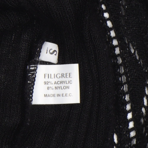 Saloos Women Black Open Knit Cardigan Small Acrylic Nylon
