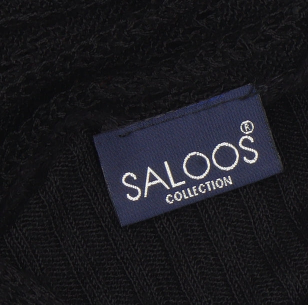 Saloos Women Black Open Knit Cardigan Small Acrylic Nylon