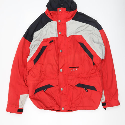 Big Pack Men's Red Parka Jacket S Water Resistant Outdoor Style