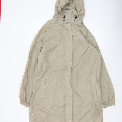 Trespass Women Beige Waterproof Long Rain Coat L Hooded Lightweight