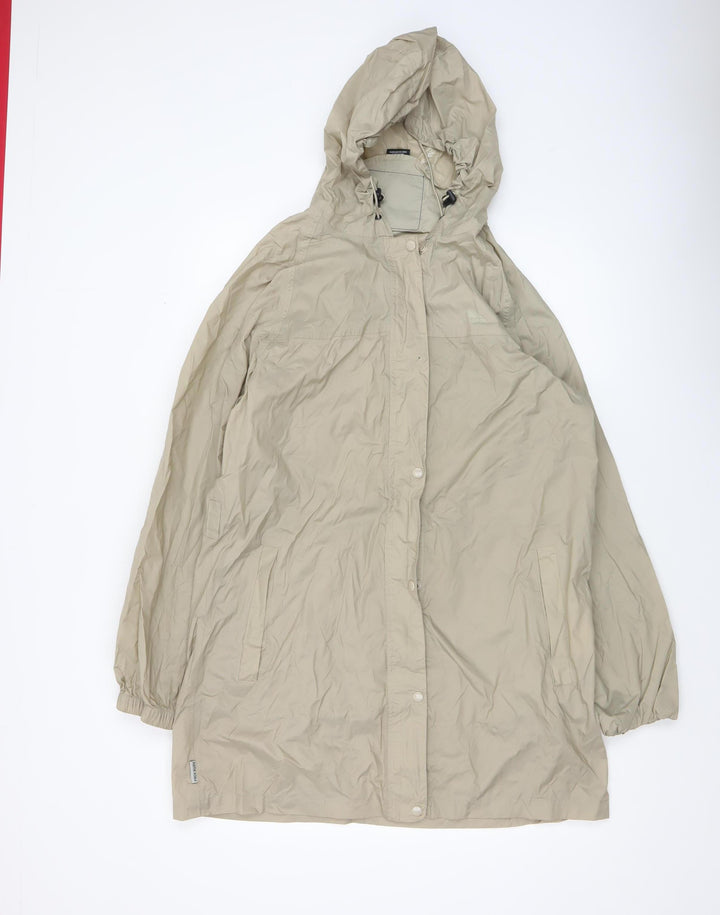 Trespass Women Beige Waterproof Long Rain Coat L Hooded Lightweight