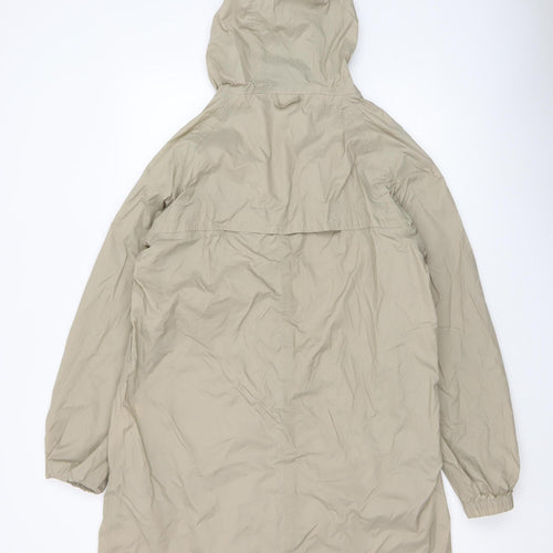Trespass Women Beige Waterproof Long Rain Coat L Hooded Lightweight