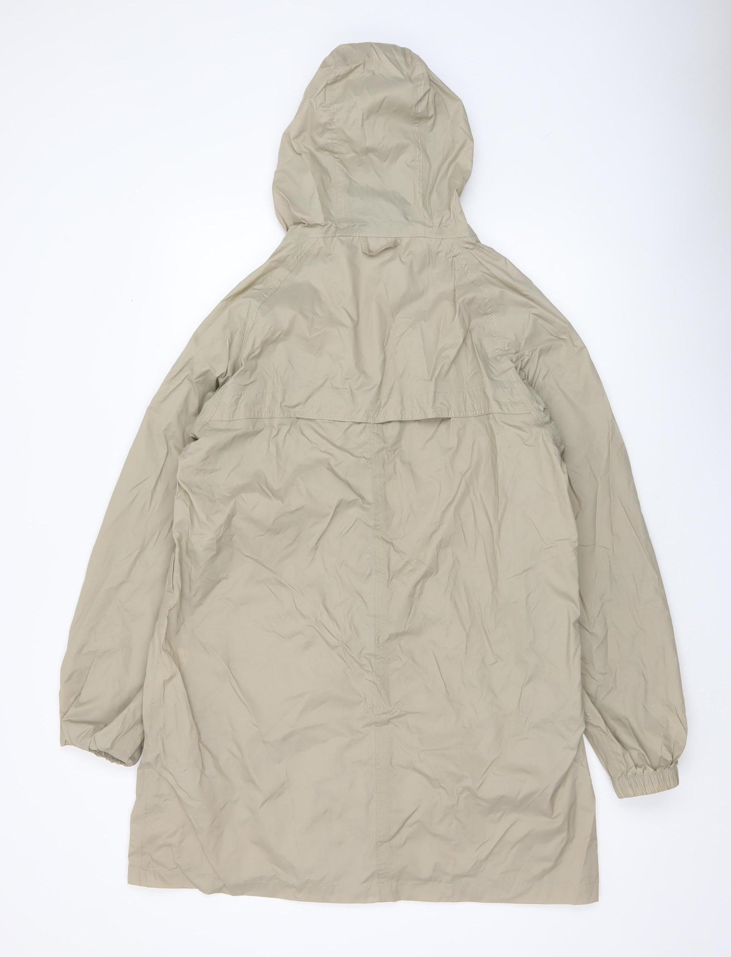 Trespass Women Beige Waterproof Long Rain Coat L Hooded Lightweight