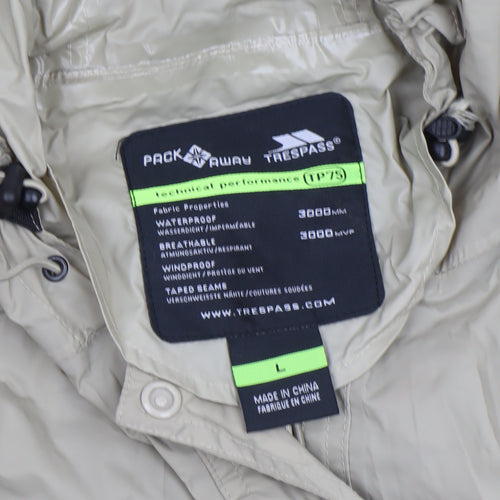 Trespass Women Beige Waterproof Long Rain Coat L Hooded Lightweight