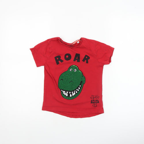 Disney Toy Story Rex Boys Red Graphic Short Sleeve T-Shirt 4-5 Years