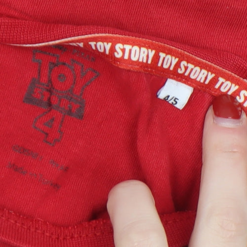 Disney Toy Story Rex Boys Red Graphic Short Sleeve T-Shirt 4-5 Years