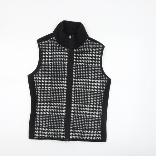 Eivissa Women's Black Check Fleece Waistcoat Bodywarmer Size S