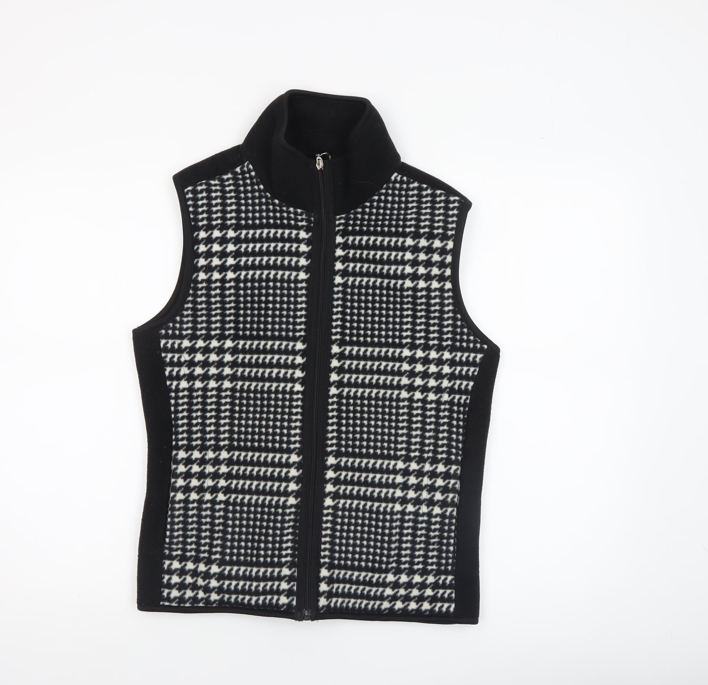 Eivissa Women's Black Check Fleece Waistcoat Bodywarmer Size S