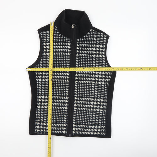 Eivissa Women's Black Check Fleece Waistcoat Bodywarmer Size S