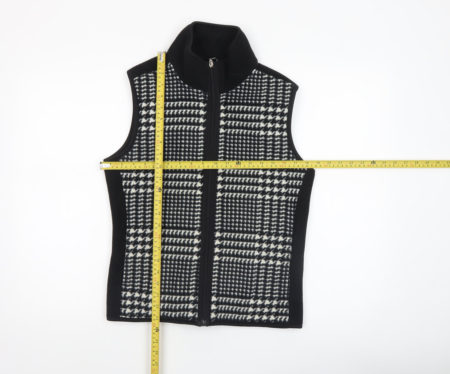 Eivissa Women's Black Check Fleece Waistcoat Bodywarmer Size S