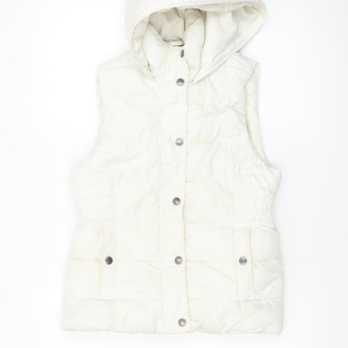 Abercrombie & Fitch Womens White XS Hooded Puffer Waistcoat