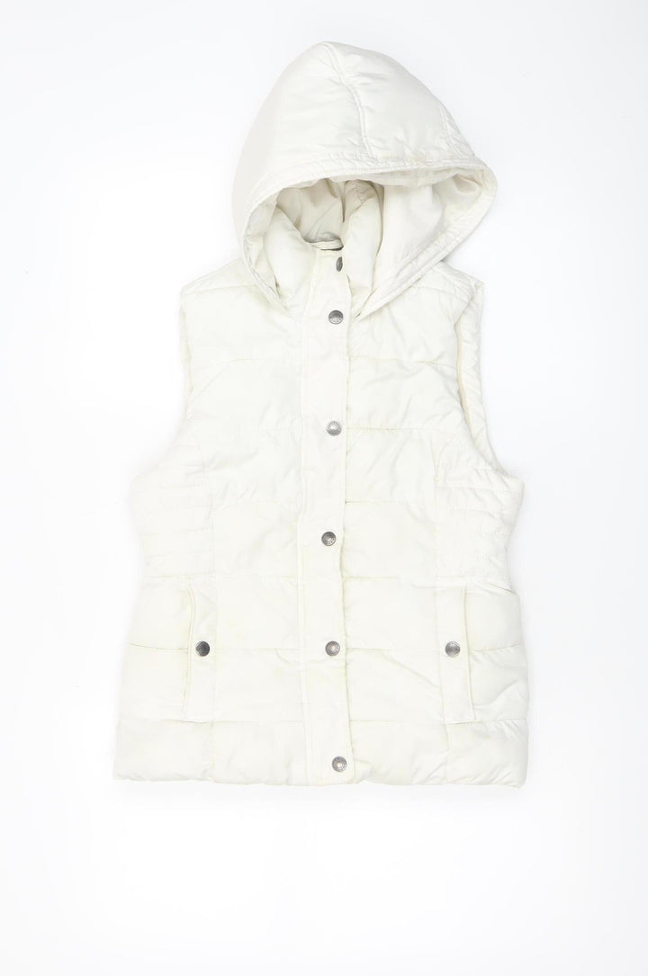 Abercrombie & Fitch Womens White XS Hooded Puffer Waistcoat