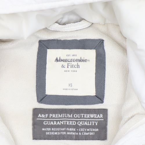 Abercrombie & Fitch Womens White XS Hooded Puffer Waistcoat