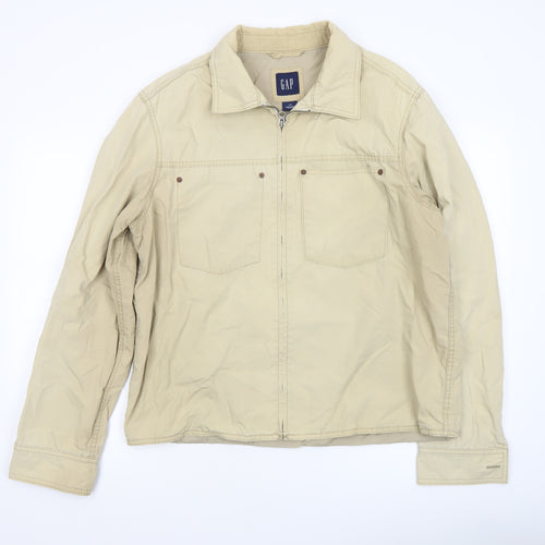 GAP Men’s Beige Cotton Full Zip Jacket Size L Regular Fit