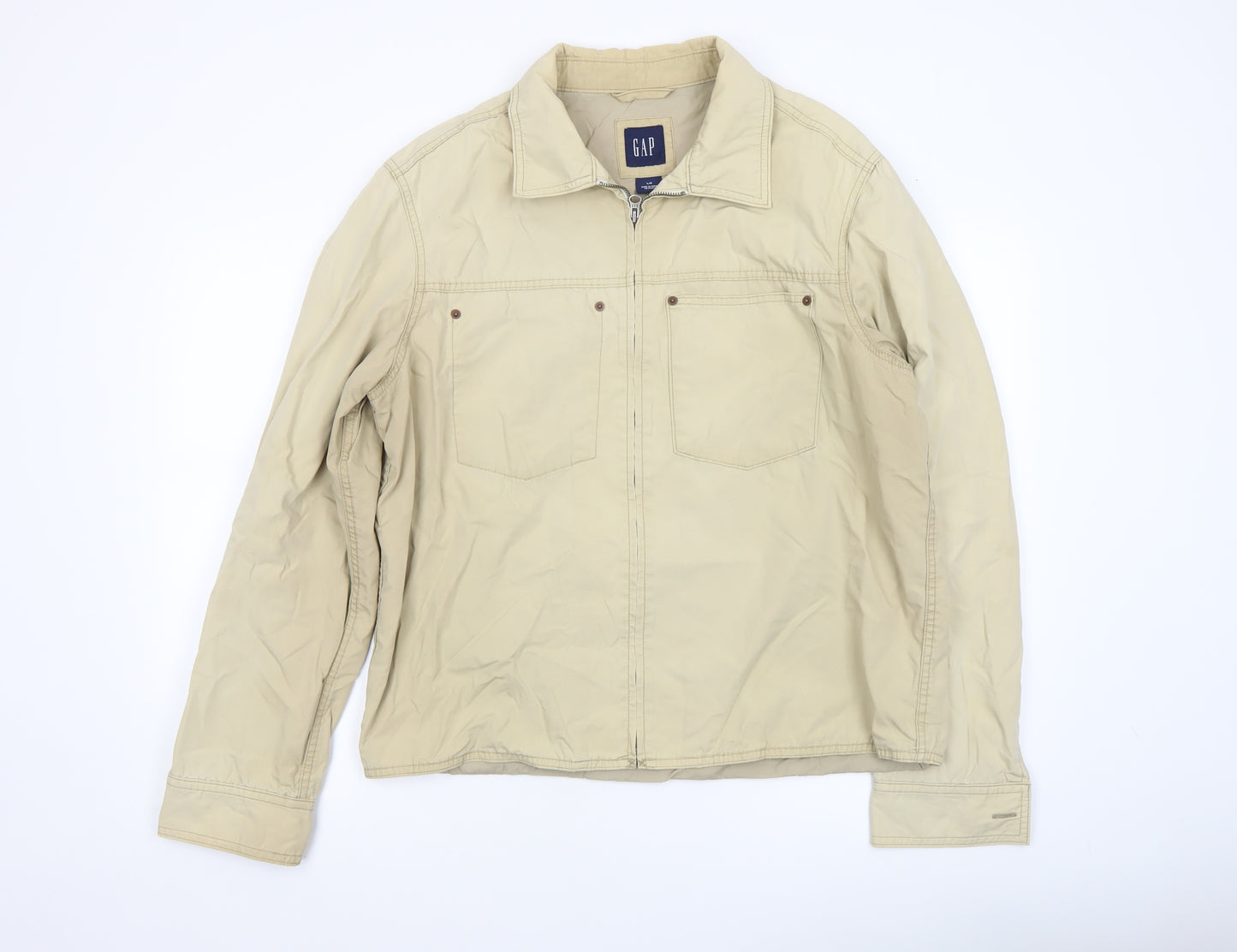 GAP Men’s Beige Cotton Full Zip Jacket Size L Regular Fit